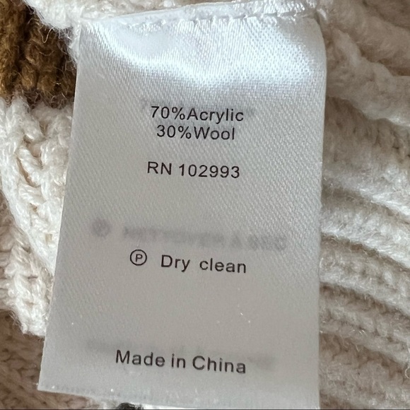 VICTOR ALFARO Wool Blend Chunky Knit Wide Sleeve‎ Colorblock Mockneck Sweater XS - Picture 7 of 7